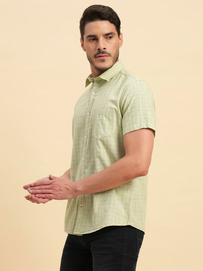 Casual Shirt for Men | Breathable & Soft with Color Fastness Regular Fit Spread Collar Neck Cotton Fabric Checkered Pattern