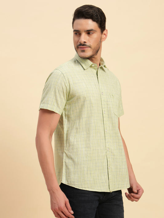 Casual Shirt for Men | Breathable & Soft with Color Fastness Regular Fit Spread Collar Neck Cotton Fabric Checkered Pattern
