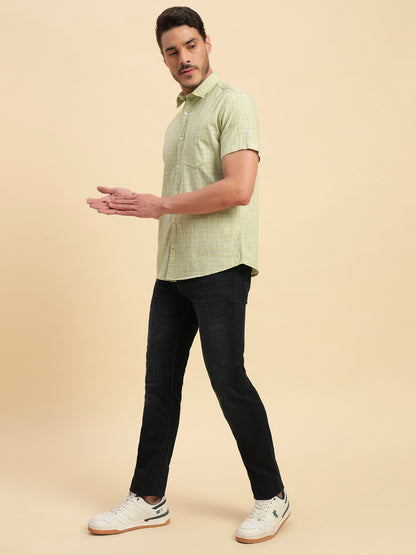 Casual Shirt for Men | Breathable & Soft with Color Fastness Regular Fit Spread Collar Neck Cotton Fabric Checkered Pattern
