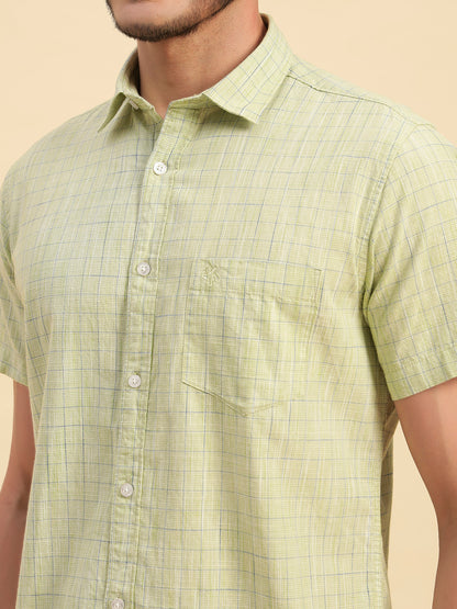 Casual Shirt for Men | Breathable & Soft with Color Fastness Regular Fit Spread Collar Neck Cotton Fabric Checkered Pattern
