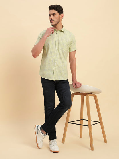 Casual Shirt for Men | Breathable & Soft with Color Fastness Regular Fit Spread Collar Neck Cotton Fabric Checkered Pattern