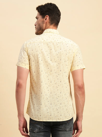 Casual Shirt for Men | Breathable & Soft with Color Fastness Regular Fit Spread Collar Neck Cotton Fabric Printed Pattern