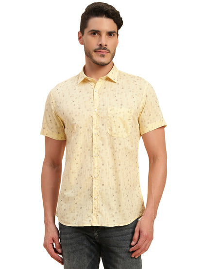 Casual Shirt for Men | Breathable & Soft with Color Fastness Regular Fit Spread Collar Neck Cotton Fabric Printed Pattern