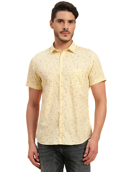 Casual Shirt for Men | Breathable & Soft with Color Fastness Regular Fit Spread Collar Neck Cotton Fabric Printed Pattern