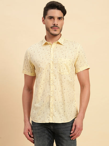 Casual Shirt for Men | Breathable & Soft with Color Fastness Regular Fit Spread Collar Neck Cotton Fabric Printed Pattern
