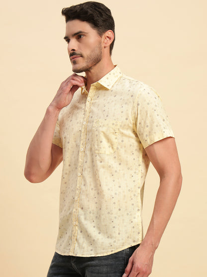 Casual Shirt for Men | Breathable & Soft with Color Fastness Regular Fit Spread Collar Neck Cotton Fabric Printed Pattern