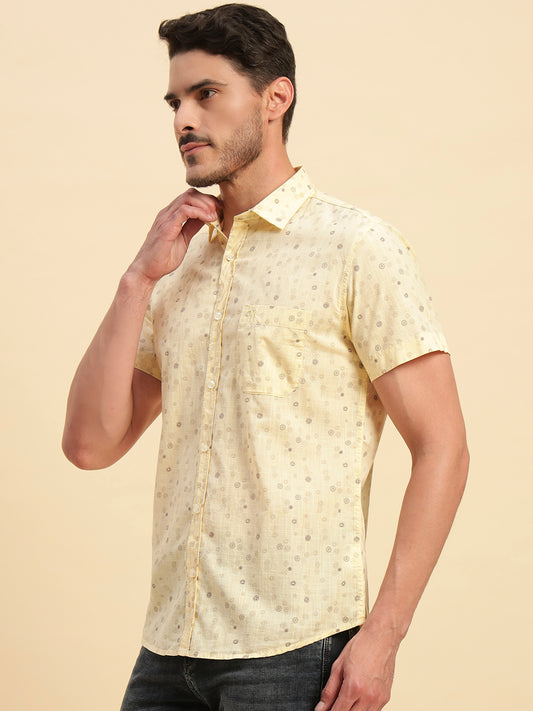 Casual Shirt for Men | Breathable & Soft with Color Fastness Regular Fit Spread Collar Neck Cotton Fabric Printed Pattern