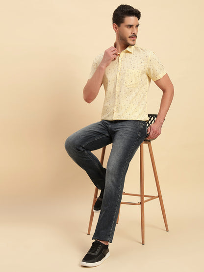 Casual Shirt for Men | Breathable & Soft with Color Fastness Regular Fit Spread Collar Neck Cotton Fabric Printed Pattern