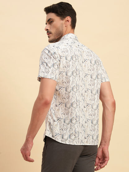 Casual Shirt for Men | Breathable & Soft with Color Fastness Regular Fit Spread Collar Neck Cotton Fabric Printed Pattern