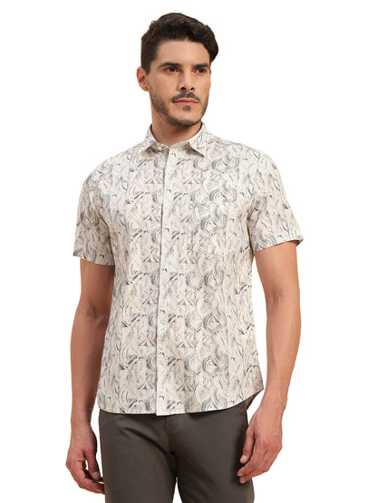 Casual Shirt for Men | Breathable & Soft with Color Fastness Regular Fit Spread Collar Neck Cotton Fabric Printed Pattern
