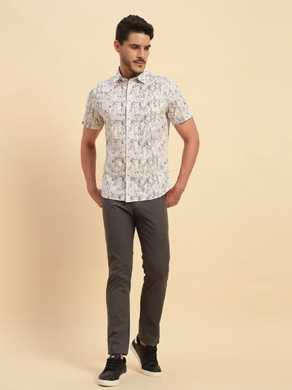 Casual Shirt for Men | Breathable & Soft with Color Fastness Regular Fit Spread Collar Neck Cotton Fabric Printed Pattern