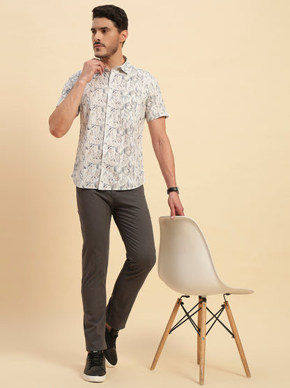 Casual Shirt for Men | Breathable & Soft with Color Fastness Regular Fit Spread Collar Neck Cotton Fabric Printed Pattern