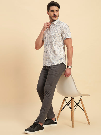 Casual Shirt for Men | Breathable & Soft with Color Fastness Regular Fit Spread Collar Neck Cotton Fabric Printed Pattern