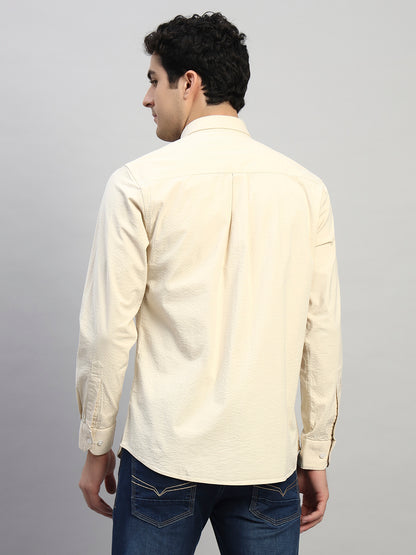 Casual Shirt for Men | Breathable & Soft with Color Fastness Regular Fit Spread Collar Neck Cotton Fabric Self Design Pattern