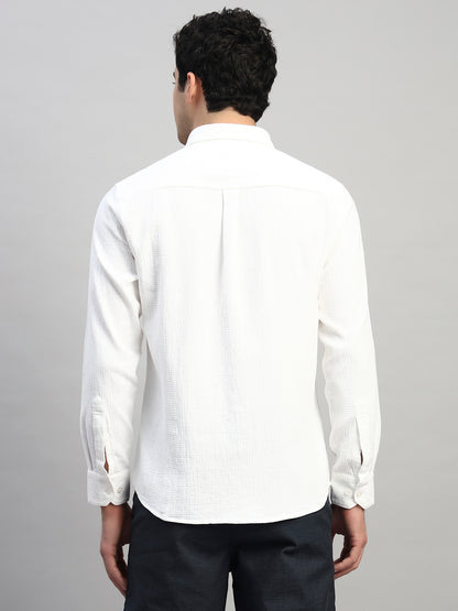 Casual Shirt for Men | Breathable & Soft with Color Fastness Regular Fit Spread Collar Neck Cotton Fabric Self Design Pattern