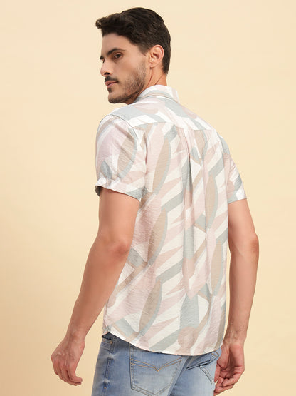 Casual Shirt for Men | Breathable & Soft with Color Fastness Regular Fit Spread Collar Neck Viscose Fabric Printed Pattern