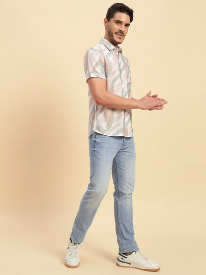 Casual Shirt for Men | Breathable & Soft with Color Fastness Regular Fit Spread Collar Neck Viscose Fabric Printed Pattern