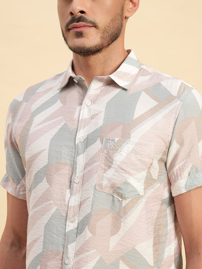 Casual Shirt for Men | Breathable & Soft with Color Fastness Regular Fit Spread Collar Neck Viscose Fabric Printed Pattern