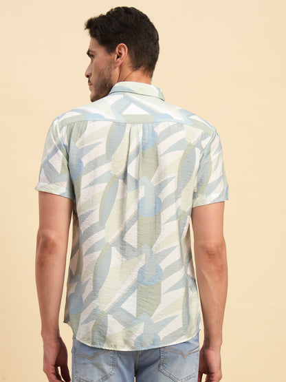 Casual Shirt for Men | Breathable & Soft with Color Fastness Regular Fit Spread Collar Neck Viscose Fabric Printed Pattern