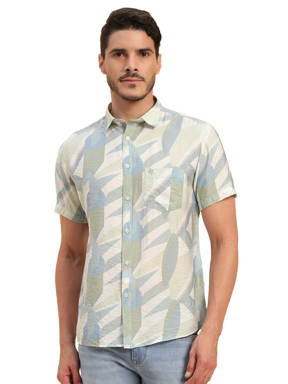 Casual Shirt for Men | Breathable & Soft with Color Fastness Regular Fit Spread Collar Neck Viscose Fabric Printed Pattern