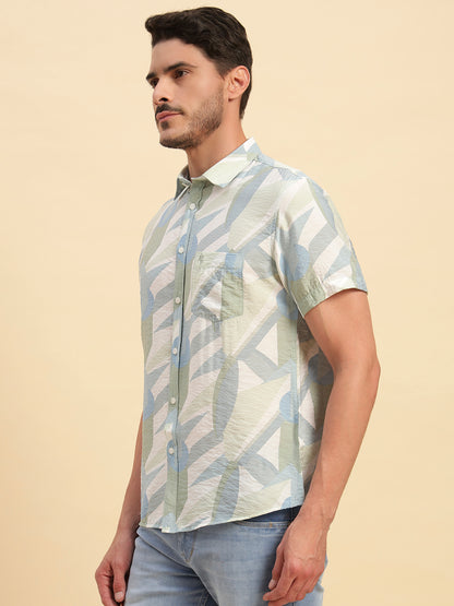 Casual Shirt for Men | Breathable & Soft with Color Fastness Regular Fit Spread Collar Neck Viscose Fabric Printed Pattern