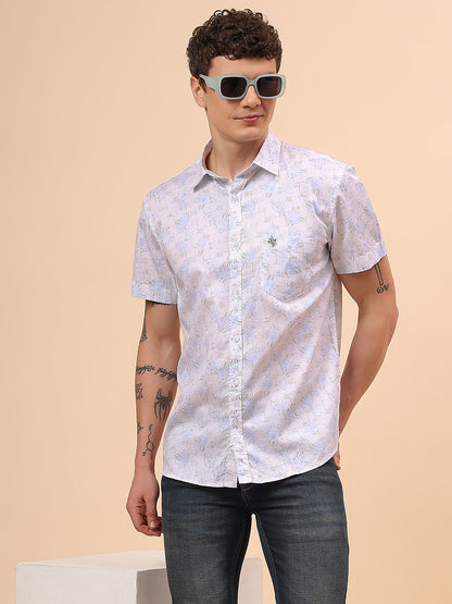 Casual Shirt for Men | Breathable & Soft with Color Fastness Regular Fit Spread Collar Neck Cotton Fabric Printed Pattern