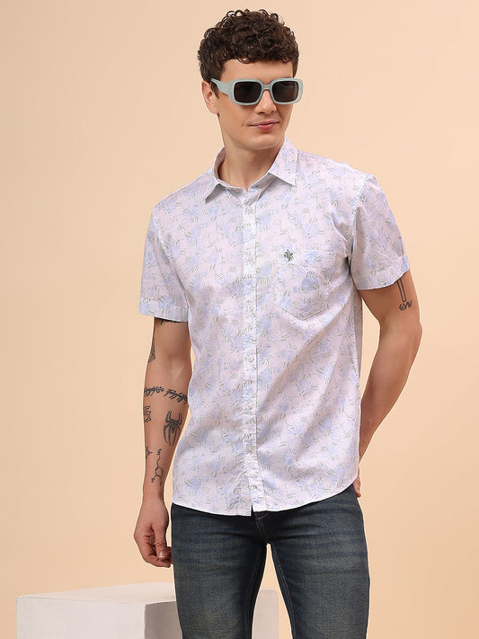Casual Shirt for Men | Breathable & Soft with Color Fastness Regular Fit Spread Collar Neck Cotton Fabric Printed Pattern