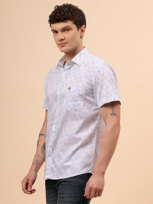 Casual Shirt for Men | Breathable & Soft with Color Fastness Regular Fit Spread Collar Neck Cotton Fabric Printed Pattern