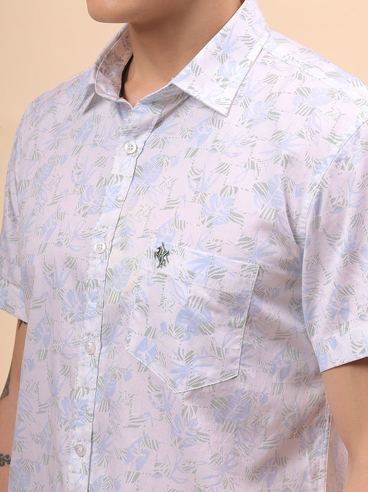 Casual Shirt for Men | Breathable & Soft with Color Fastness Regular Fit Spread Collar Neck Cotton Fabric Printed Pattern