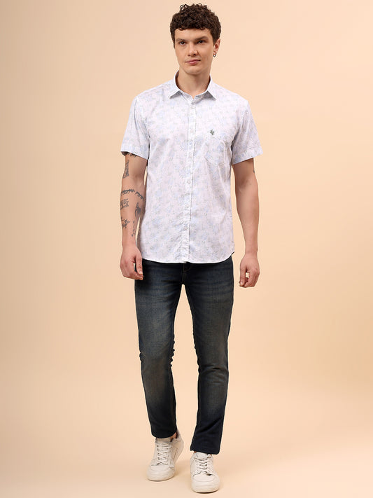 Casual Shirt for Men | Breathable & Soft with Color Fastness Regular Fit Spread Collar Neck Cotton Fabric Printed Pattern