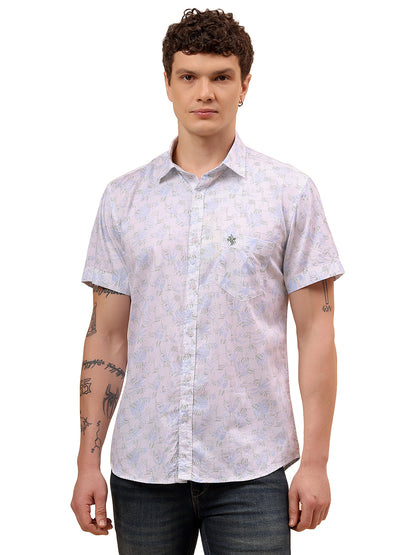 Casual Shirt for Men | Breathable & Soft with Color Fastness Regular Fit Spread Collar Neck Cotton Fabric Printed Pattern