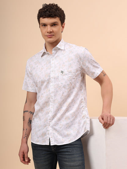 Casual Shirt for Men | Breathable & Soft with Color Fastness Regular Fit Spread Collar Neck Cotton Fabric Printed Pattern