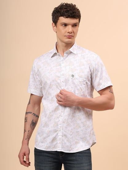 Casual Shirt for Men | Breathable & Soft with Color Fastness Regular Fit Spread Collar Neck Cotton Fabric Printed Pattern