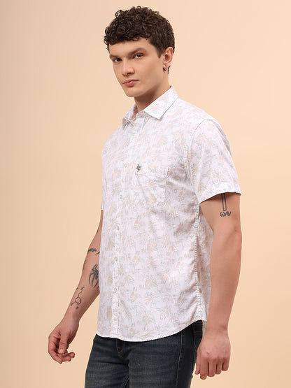 Casual Shirt for Men | Breathable & Soft with Color Fastness Regular Fit Spread Collar Neck Cotton Fabric Printed Pattern