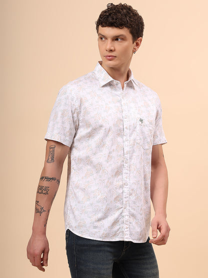 Casual Shirt for Men | Breathable & Soft with Color Fastness Regular Fit Spread Collar Neck Cotton Fabric Printed Pattern