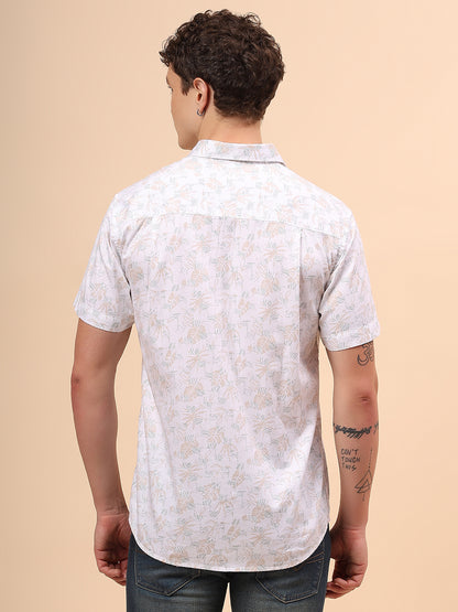 Casual Shirt for Men | Breathable & Soft with Color Fastness Regular Fit Spread Collar Neck Cotton Fabric Printed Pattern