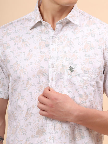 Casual Shirt for Men | Breathable & Soft with Color Fastness Regular Fit Spread Collar Neck Cotton Fabric Printed Pattern