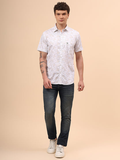 Casual Shirt for Men | Breathable & Soft with Color Fastness Regular Fit Spread Collar Neck Cotton Fabric Printed Pattern