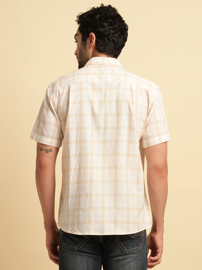 Casual Shirt for Men | Breathable & Soft with Color Fastness Regular Fit Spread Collar Neck Cotton Fabric Checkered Pattern