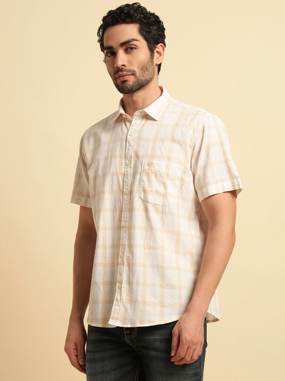 Casual Shirt for Men | Breathable & Soft with Color Fastness Regular Fit Spread Collar Neck Cotton Fabric Checkered Pattern