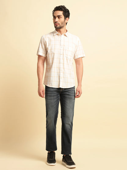 Casual Shirt for Men | Breathable & Soft with Color Fastness Regular Fit Spread Collar Neck Cotton Fabric Checkered Pattern