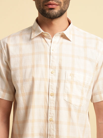 Casual Shirt for Men | Breathable & Soft with Color Fastness Regular Fit Spread Collar Neck Cotton Fabric Checkered Pattern