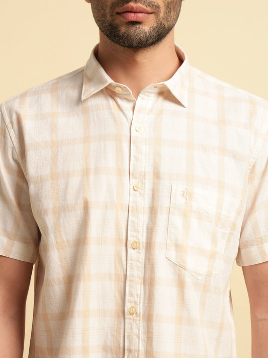 Casual Shirt for Men | Breathable & Soft with Color Fastness Regular Fit Spread Collar Neck Cotton Fabric Checkered Pattern