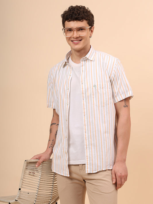 Men's Multi Slim Fit Striped Half Sleeve Casual Shirt