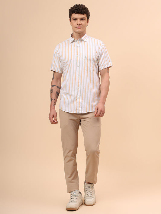 Men's Multi Slim Fit Striped Half Sleeve Casual Shirt