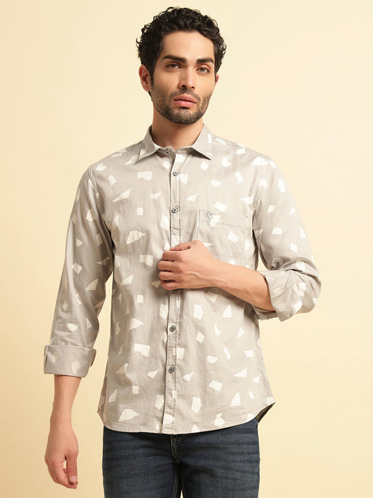 Casual Shirt for Men | Breathable & Soft with Color Fastness Regular Fit Spread Collar Neck Cotton Fabric Printed Pattern