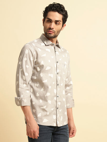 Casual Shirt for Men | Breathable & Soft with Color Fastness Regular Fit Spread Collar Neck Cotton Fabric Printed Pattern