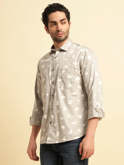 Casual Shirt for Men | Breathable & Soft with Color Fastness Regular Fit Spread Collar Neck Cotton Fabric Printed Pattern
