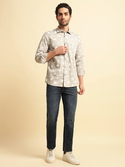 Casual Shirt for Men | Breathable & Soft with Color Fastness Regular Fit Spread Collar Neck Cotton Fabric Printed Pattern