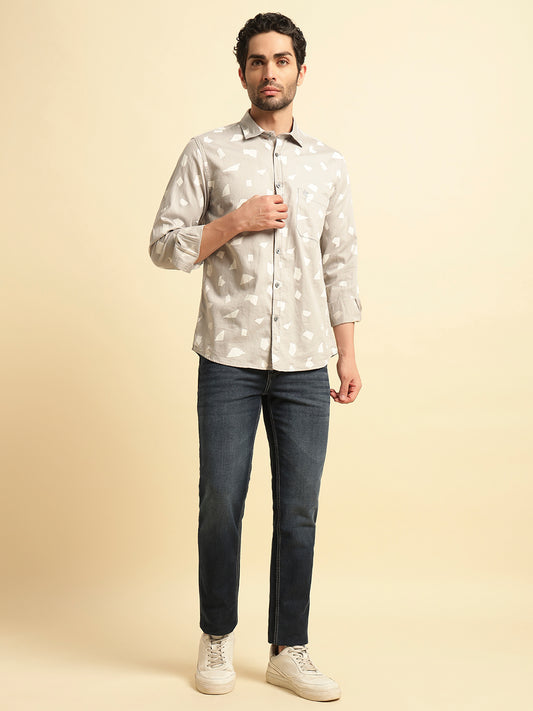 Casual Shirt for Men | Breathable & Soft with Color Fastness Regular Fit Spread Collar Neck Cotton Fabric Printed Pattern